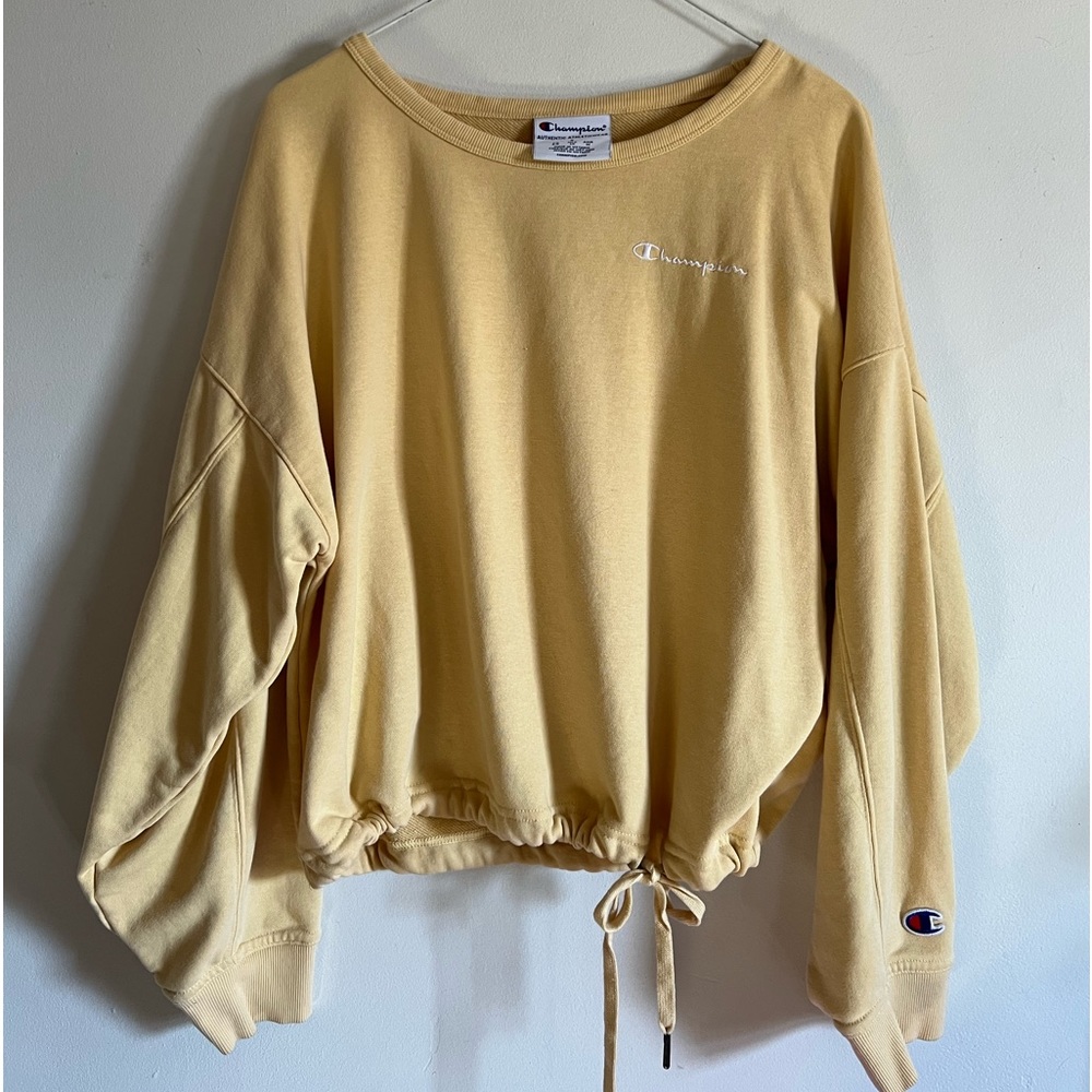 Champion sunshine yellow cropped sweater, adjustable cinch